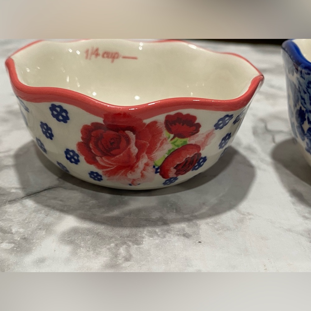 The Pioneer Woman Nesting Measuring Bowls & Spoons Set 8 piece Floral  Stoneware - Picture 16 of 16